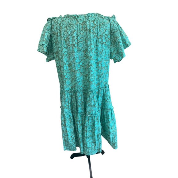 NWOT Sundance Cressida Green Floral Tiered Midi Dress S/S Cottage Core Boho - Picture 3 of 10
